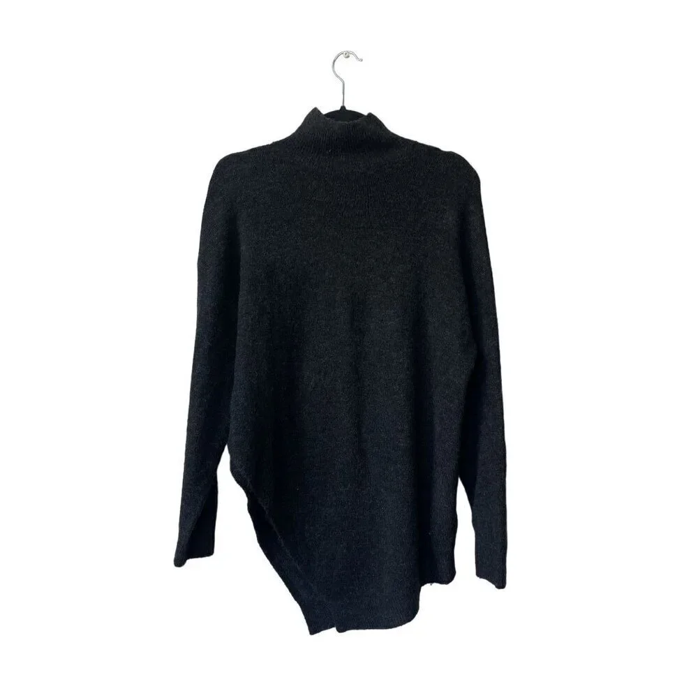 Zara Turtleneck Sweater‎ Size S Oversized  Asymmetrical Wool Long Black